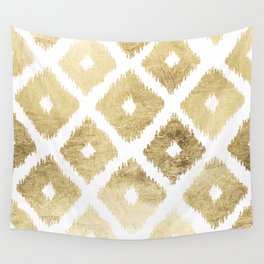 Modern chic faux gold leaf ikat pattern Wall Tapestry