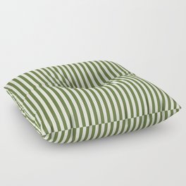 [ Thumbnail: Beige and Dark Olive Green Colored Pattern of Stripes Floor Pillow ]