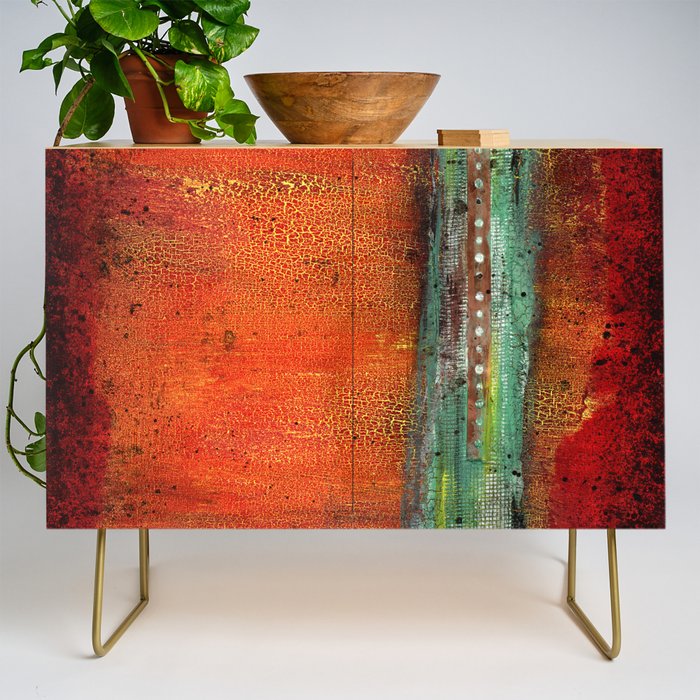 Copper Credenza | Painting, Abstract, Mixed-media, 3-d, Acrylic, Painting, Original, Debi-peters, Orange, Abstract-painting