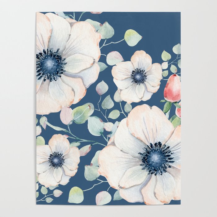 Summer Flowers Blue #society6 #buyart Poster by Wheimay | Society6