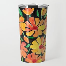 Orange Inspire Floral  Travel Mug