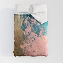 Coral Reef [1]: colorful abstract in blue, teal, gold, and pink Comforter