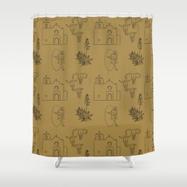 Dwellings of Goliad - Gold Shower Curtain