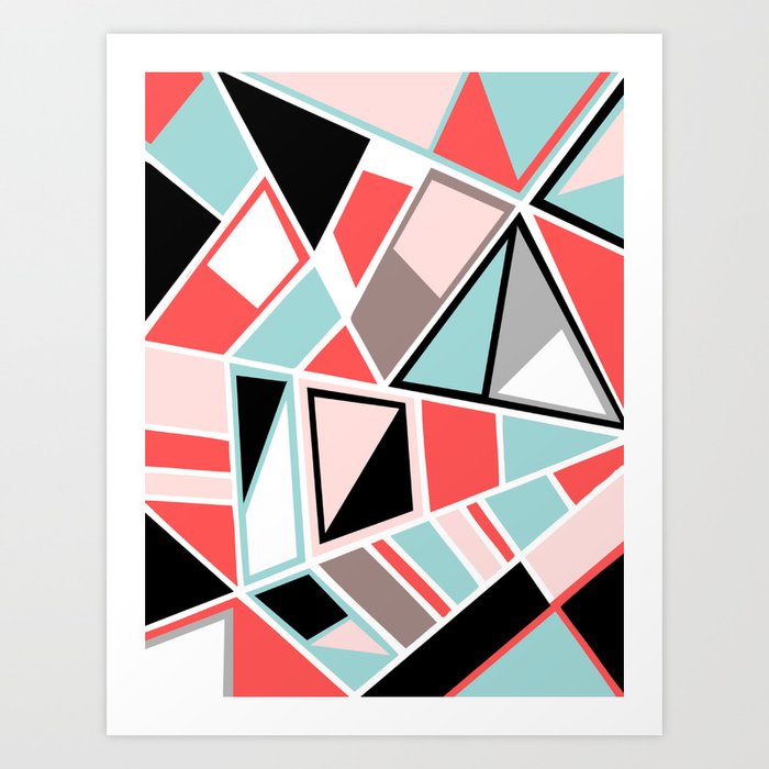 Abstract #534 Facets Art Print | Graphic-design, Digital, Pop-art, Illustration, Abstract, Abstract-art, Modern-art, Facets, Geometric, Red