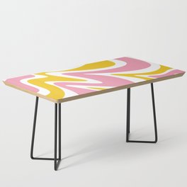 Liquid Abstract Waves \\ Pastel Pink & Yellow Coffee Table