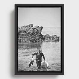 Real Woman Diver, Jeju Island Framed Canvas