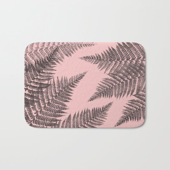 Ferns on Pink Bath Mat