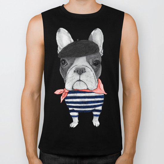 Frenchie with Arc de Triomphe Biker Tank