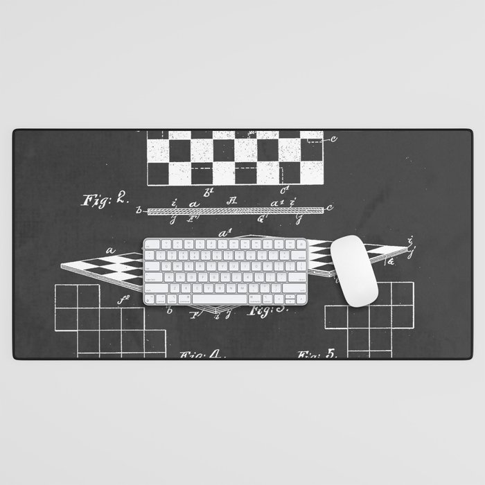 Chess Checkerboard Antique Patent Desk Mat