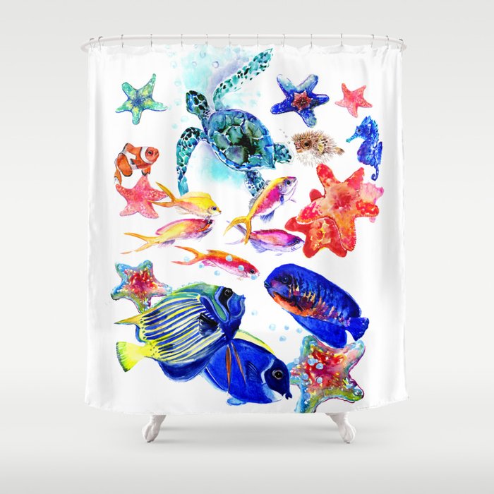 Sea World Underwater Scene Coral Sea Beach Tropical Ocean Sea Beach House Design Shower Curtain By Sureart Society6