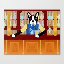 Boston Terrier Beer Pub Canvas Print
