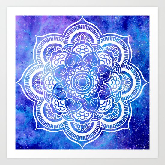 Mandala Blue Lavender Galaxy Art Print