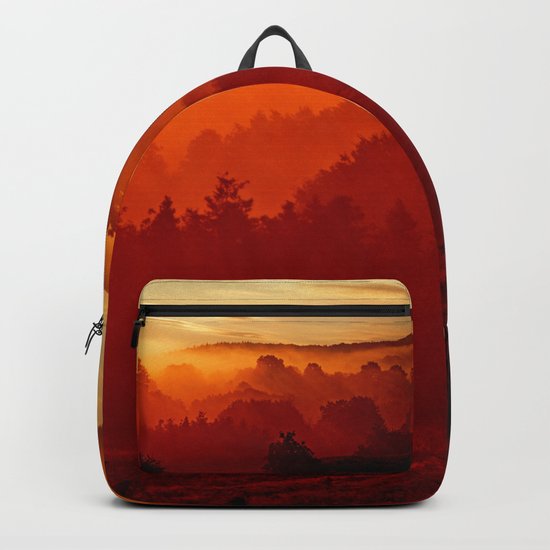 Mystical foggy morning Backpack