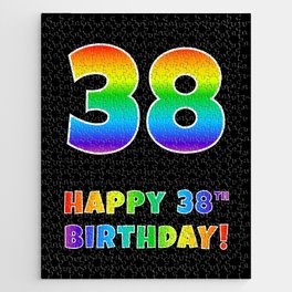 [ Thumbnail: HAPPY 38TH BIRTHDAY - Multicolored Rainbow Spectrum Gradient Jigsaw Puzzle ]