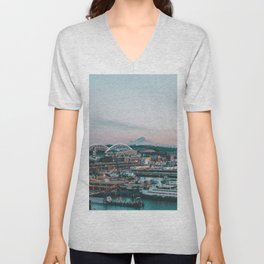 Seattle & Mount Rainier V Neck T Shirt