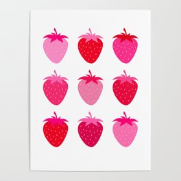 Pink And Red Strawberries Poster