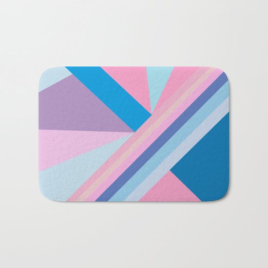 Trendy modern pink blue abstract pattern Bath Mat