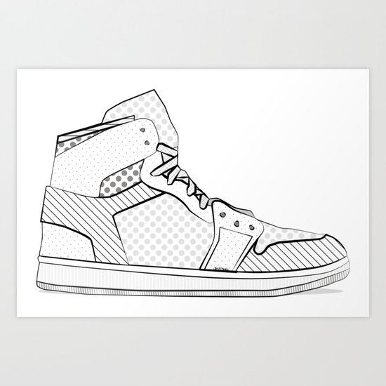 sneaker illustration pop art drawing black and white graphic prints