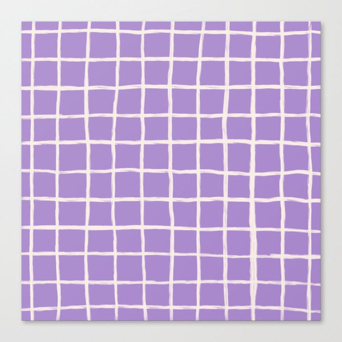 Retro Modern Plaid Checker on Violet Purple Canvas Print