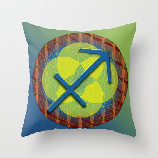 Flower of Life SAGITTARIUS Astrology Design Throw Pillow