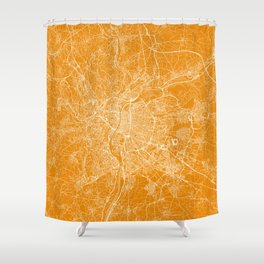 France, Lyon - Sunny City Map Shower Curtain