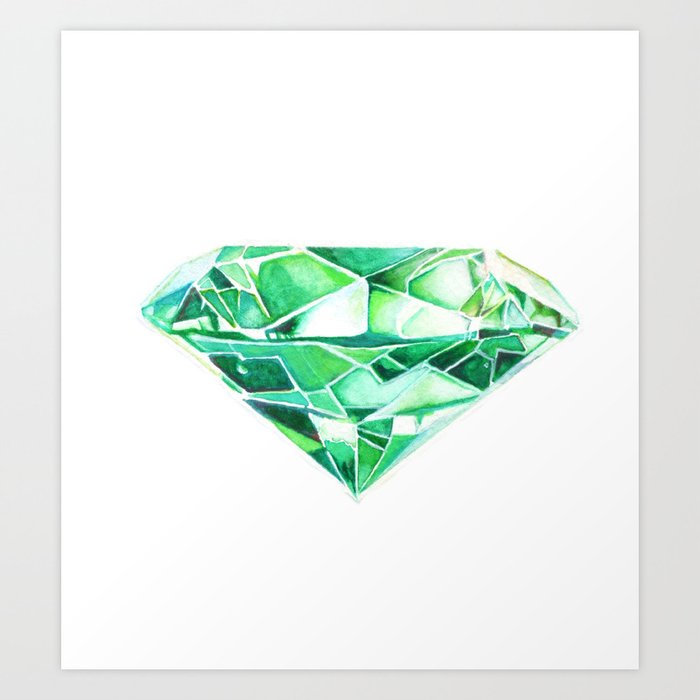 Emerald Gemstone Painting. Gem Print. Handpainted Crystal Art Poster for  Sale by AmberSunArt