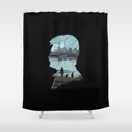 Andrei Tarkovsky´s Stalker Scene Illustration Silhouette Shower Curtain