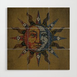 Vintage Celestial Mosaic Sun & Moon Wood Wall Art