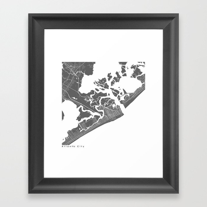 Atlantic City Modern Map Art Print Framed Art Print