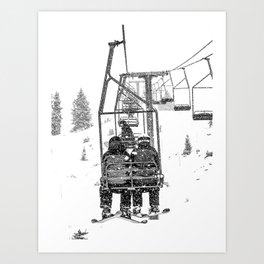 Snow Lift // Ski Chair Lift Colorado Mountains Black and White Snowboarding Vibes Photography Art Print