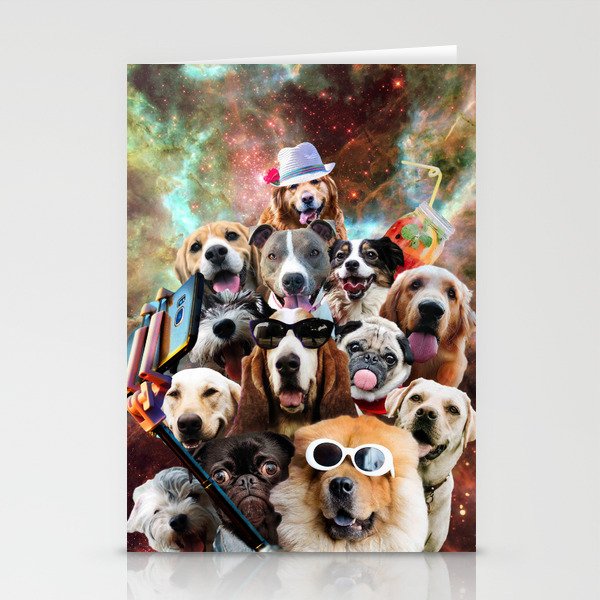 Space Galaxy Dog Selfie Dogs Stationery Cards