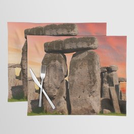 Great Britain Photography - Red Sunset Over The Famous Stonehenge Placemat