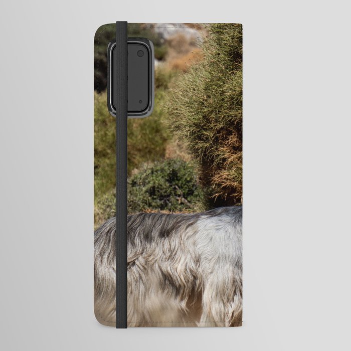 Greek Goat on the Hill | Green Animal Photograph | Cute & Fuzzy Mountain Goat | Travel Photography in Greece Android Wallet Case