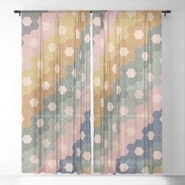 Hexagon Flowers Sheer Curtain