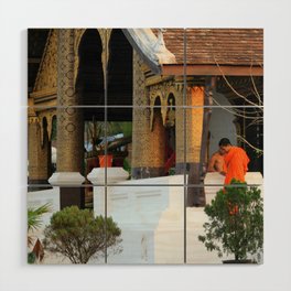 Monks and Temple Wood Wall Art