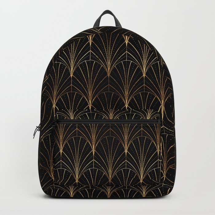 Art Deco Waterfalls // Black Luxe Backpack