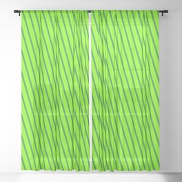 [ Thumbnail: Forest Green and Green Colored Lines Pattern Sheer Curtain ]