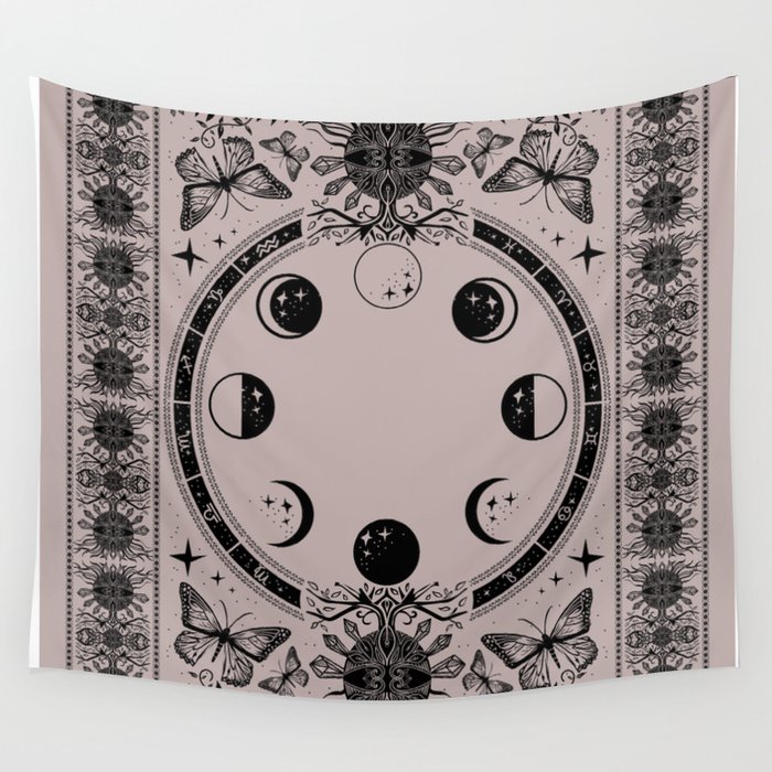 Astrological Moon Phase Magical Witchy  Wall Tapestry