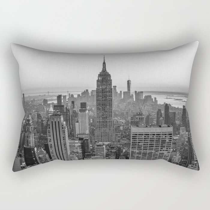 New York Skyline - Manhattan Black and White Rectangular Pillow