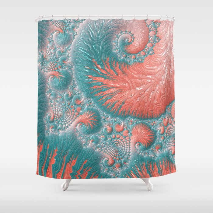 Abstract Coral Reef Living Coral Pastel Teal Blue Texture Spiral