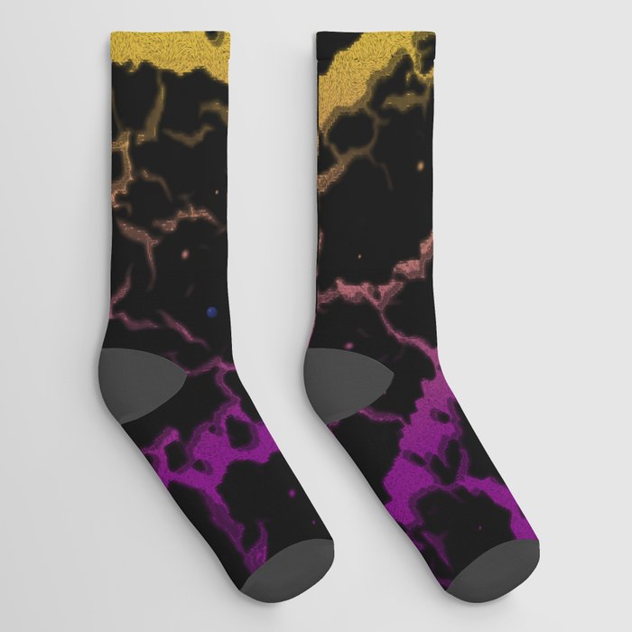 Cracked Space Lava - Purple/Yellow Socks