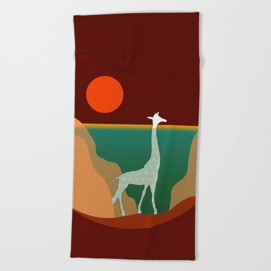 Giraffe Aquatic Scene Beach Towel