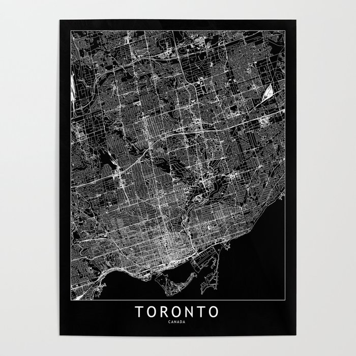 Toronto Black Map Poster
