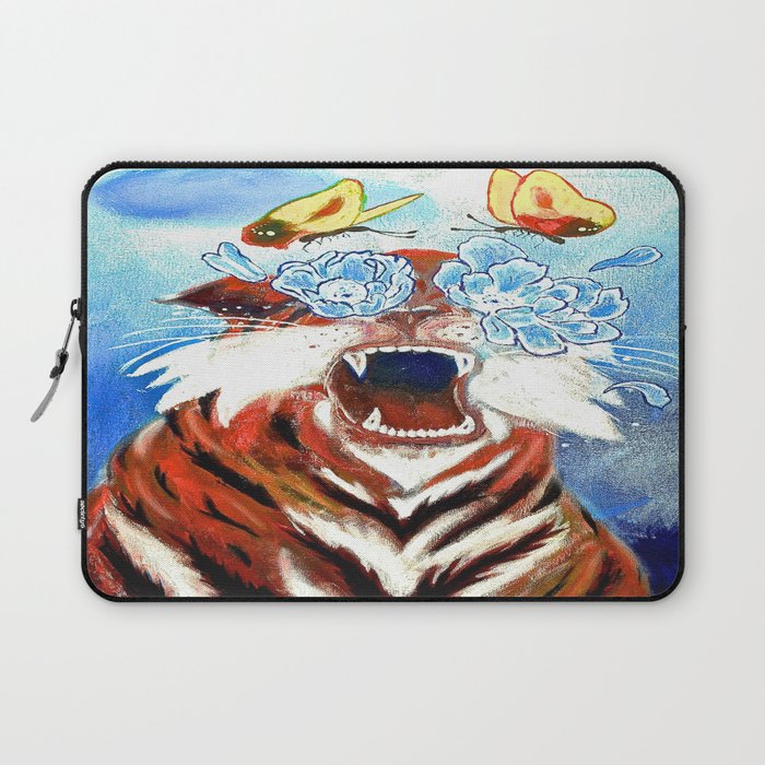 Original Tiger Painting on Canvas Laptop Sleeve