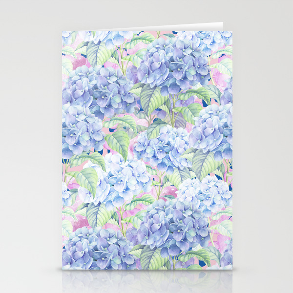 Botanical Pink Lavender Watercolor Hortensia Floral Stationery Cards By Pink Water Society6