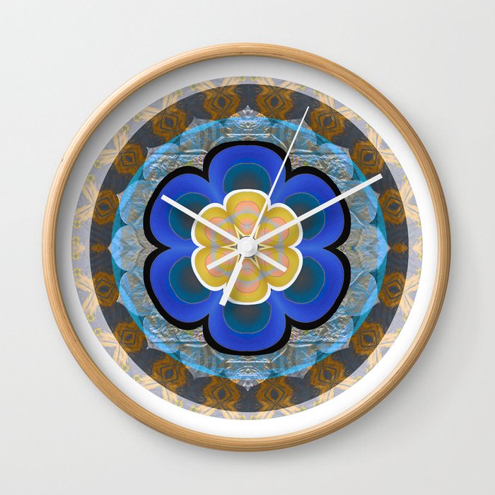 Hyperspace Portal Innerstanding Meditation Mandala Boho Floral Trip Wall Clock