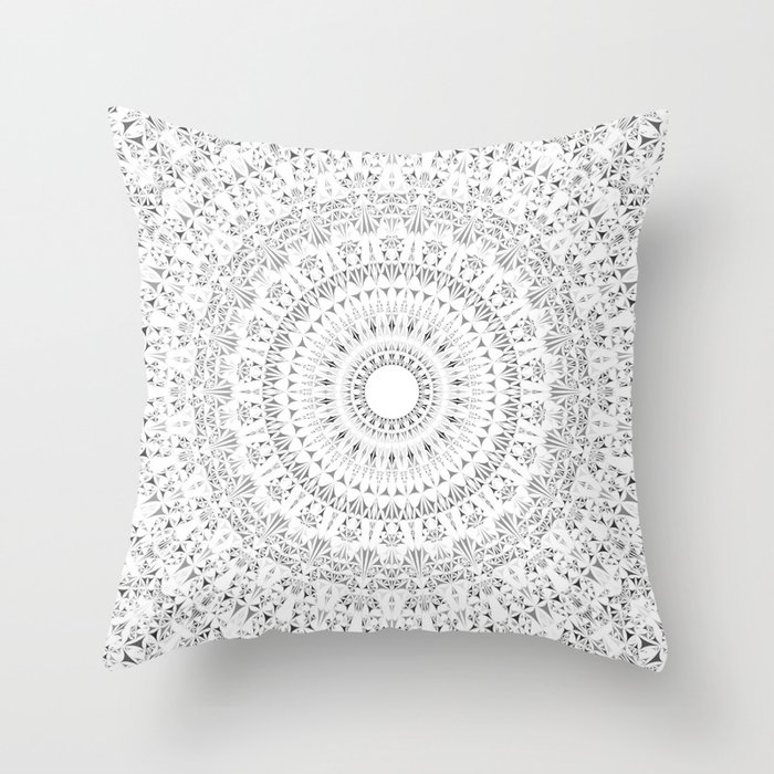Monochrome Tribal Mandala Throw Pillow