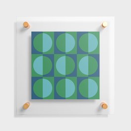 Retro Geometric Half Square and Circle Pattern 463 Floating Acrylic Print