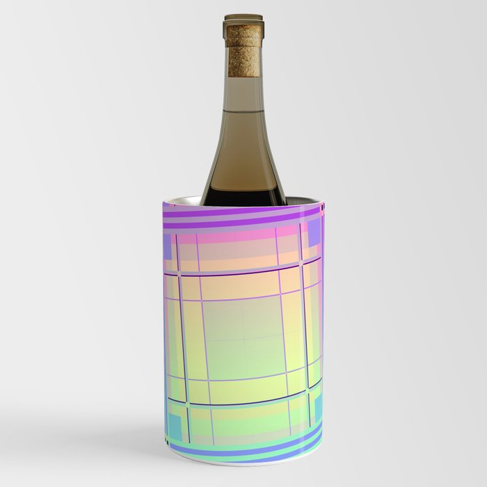 Large Colorful Rainbow Tartan Plaid Pop Wine Chiller