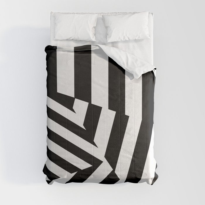 RADAR/ASDIC Black and White Graphic Dazzle Camouflage Comforter